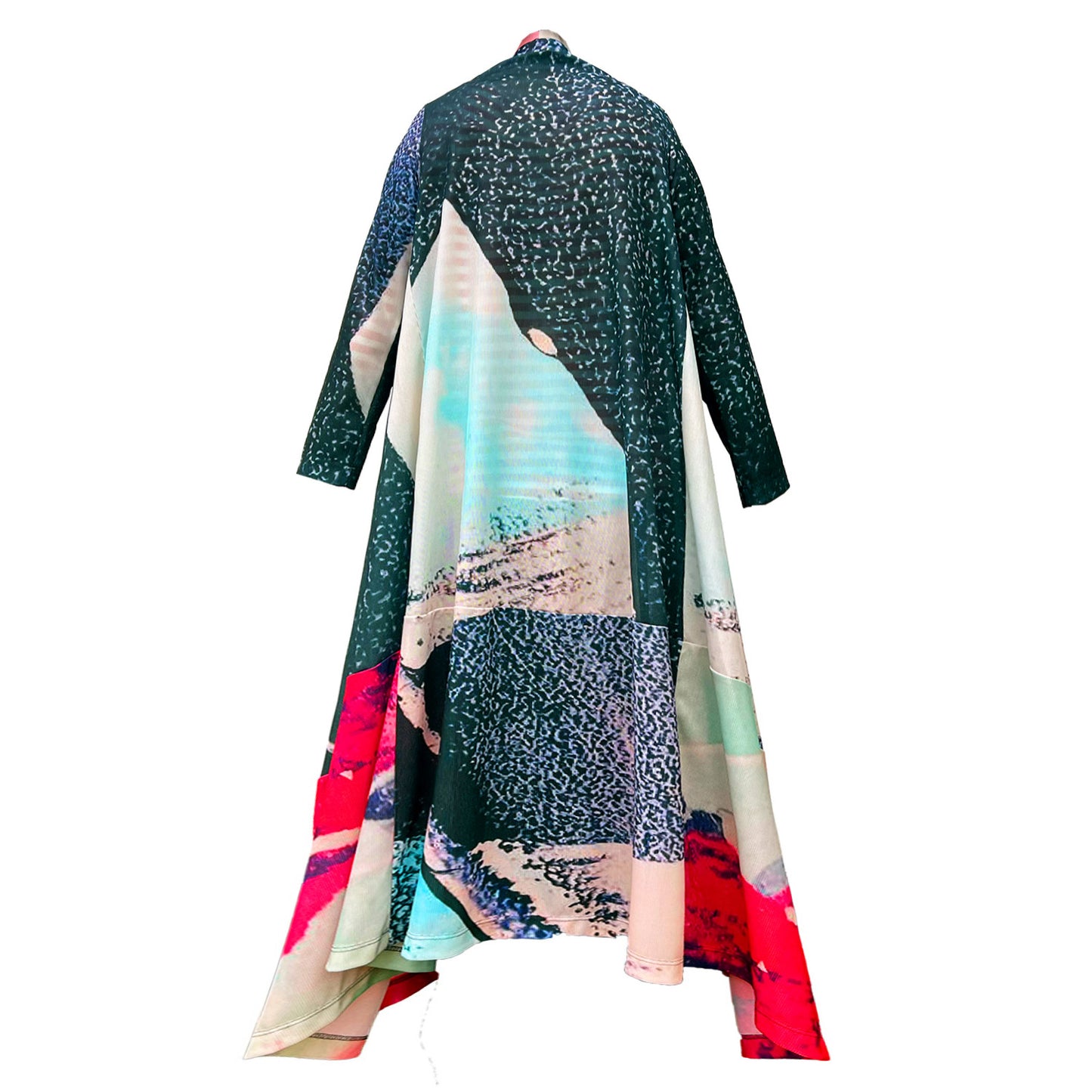 Elegant Art Kaftan Gray Red white dots