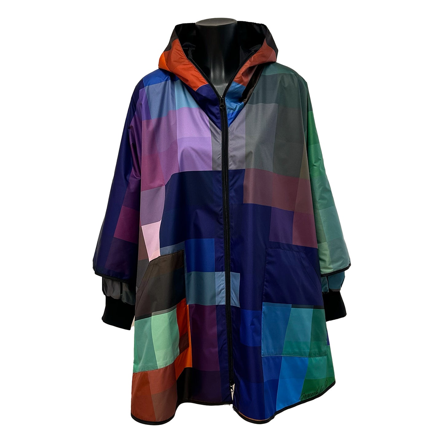 REGNSLAG/PONCHO Pixel blå