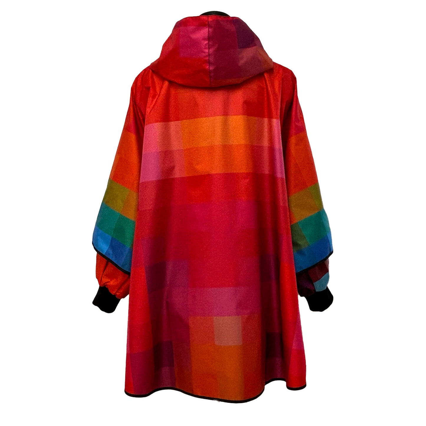 Printed Poncho Pixel Red Light