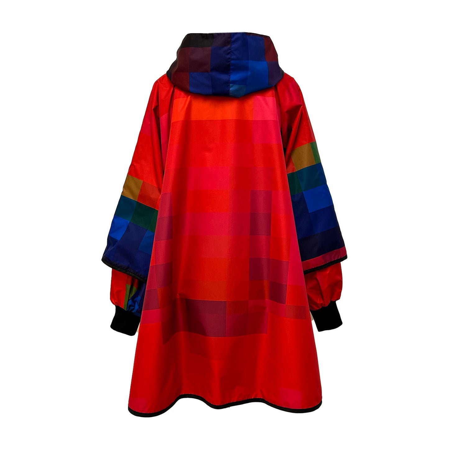 Printed Poncho Pixel Red Dark