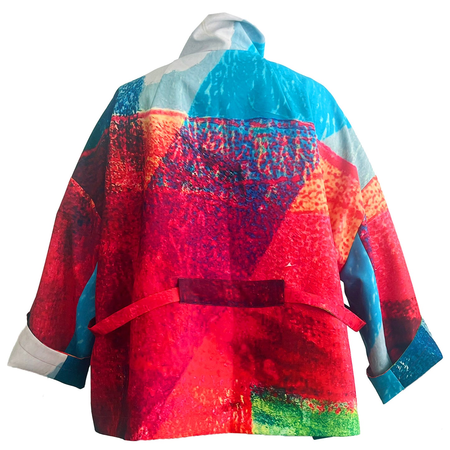 Square boxy Jacket print Red Turquise