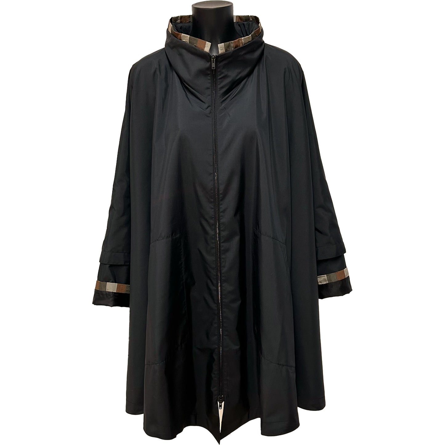 REGNJAKKE Black Fun Poncho Tip Brown
