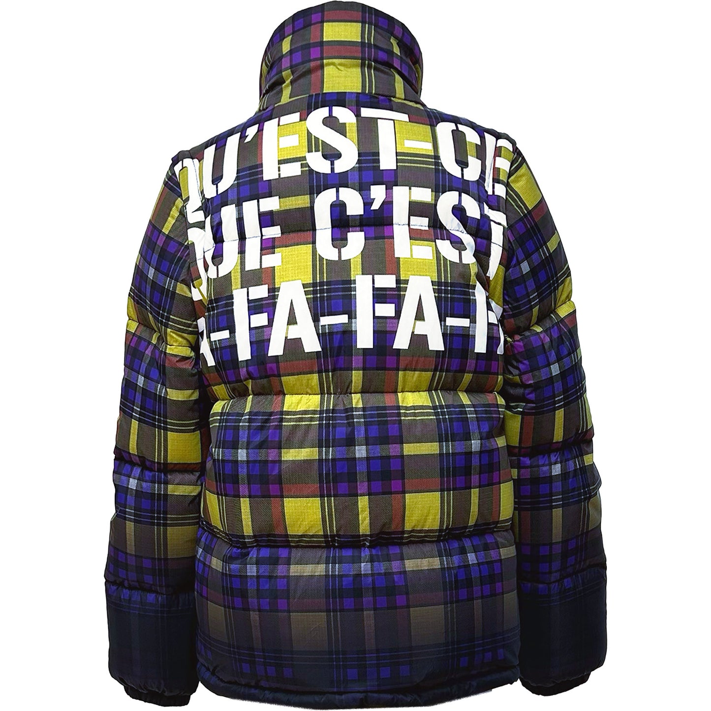 REGNJAKKE Down Jacket Tartan print Quést- ceque cést fa- fa- fa