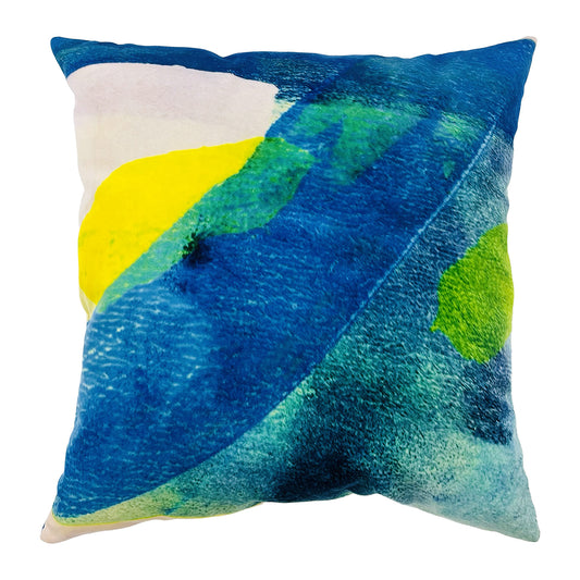 Luxurious Velvet Elegant Pillow BLUE YELLOW Pattern