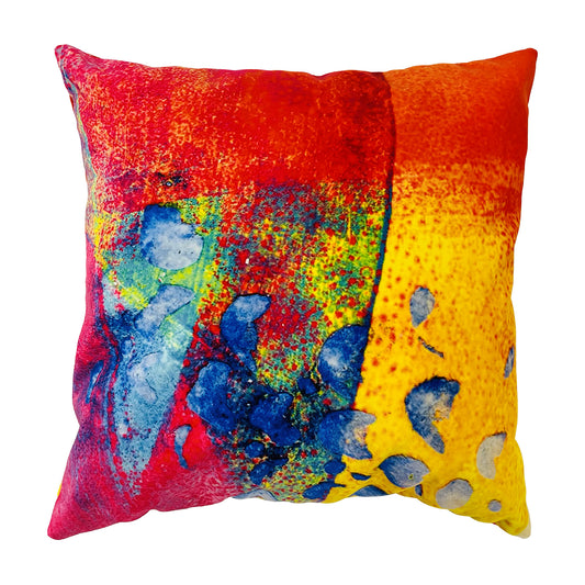 Luxurious Velvet Elegant Pillow RED YELLOW  BLUE Pattern