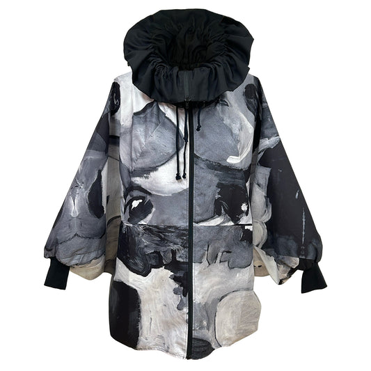 Rain jacket Origami Faces Black/ Withe