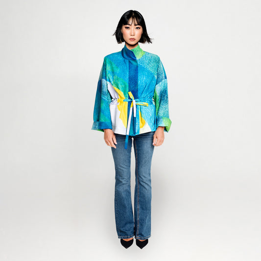 Square boxy Jacket print Turquise