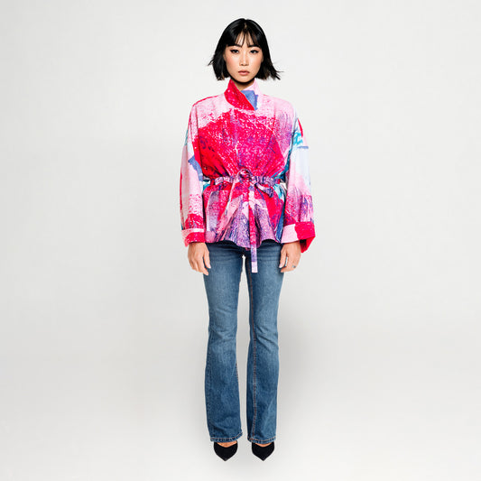 Square boxy Jacket print pink