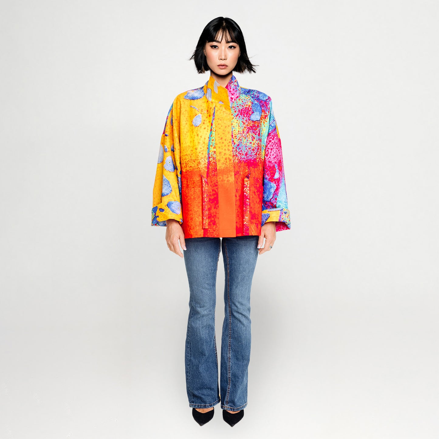 Square boxy Jacket print Red Yellow