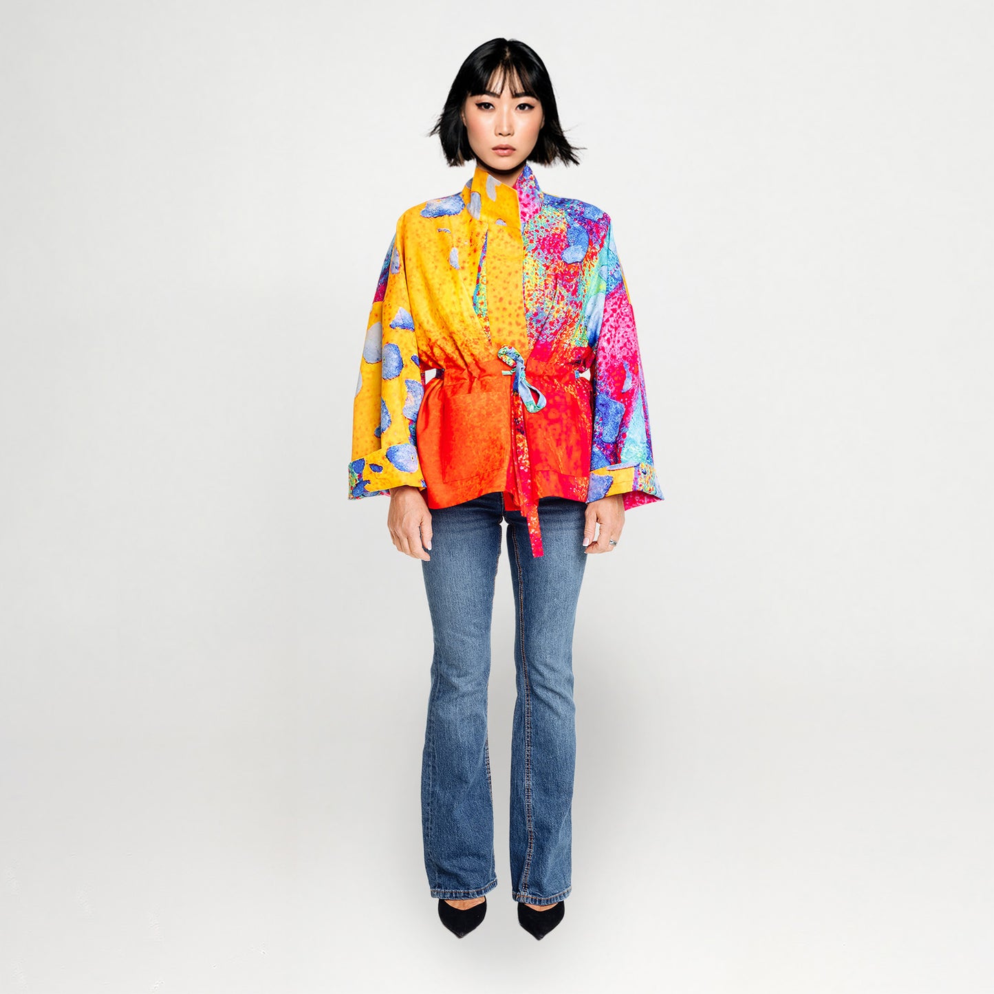 Square boxy Jacket print Red Yellow