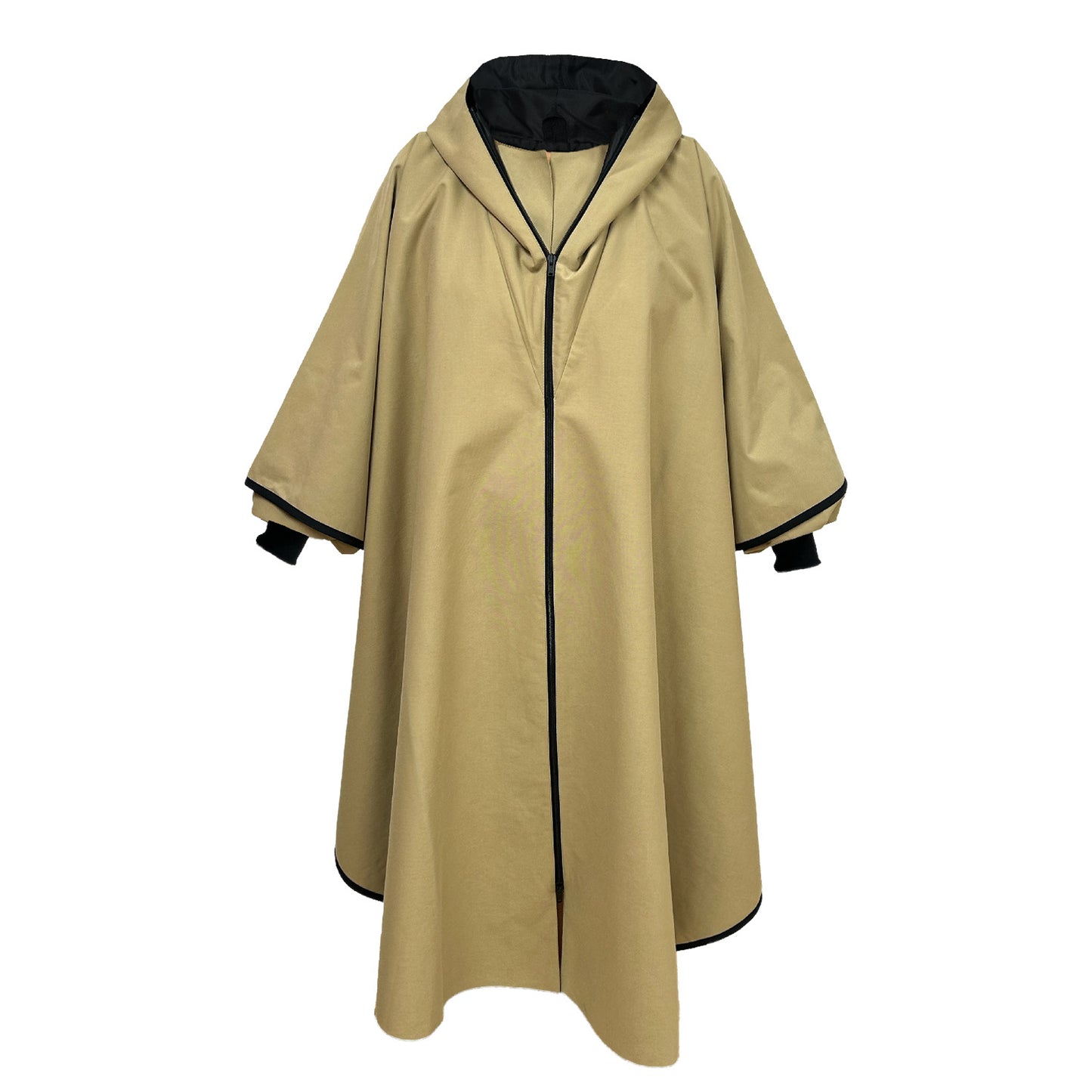 Langer Regenmantel Hood Black