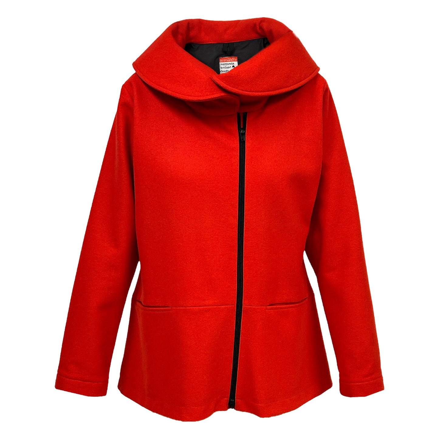 Wool Jacket with Big Collar Red